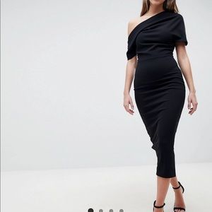 ASOS DESIGN pleated shoulder pencil dress NWT